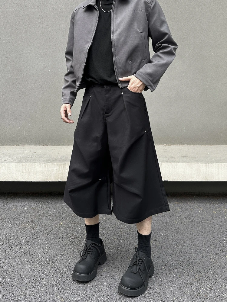 

American Retro Folded Seven-Foot Pants Loose Straight Leg Wide Leg orts ex Casual Trousers for Youth Summer Wear