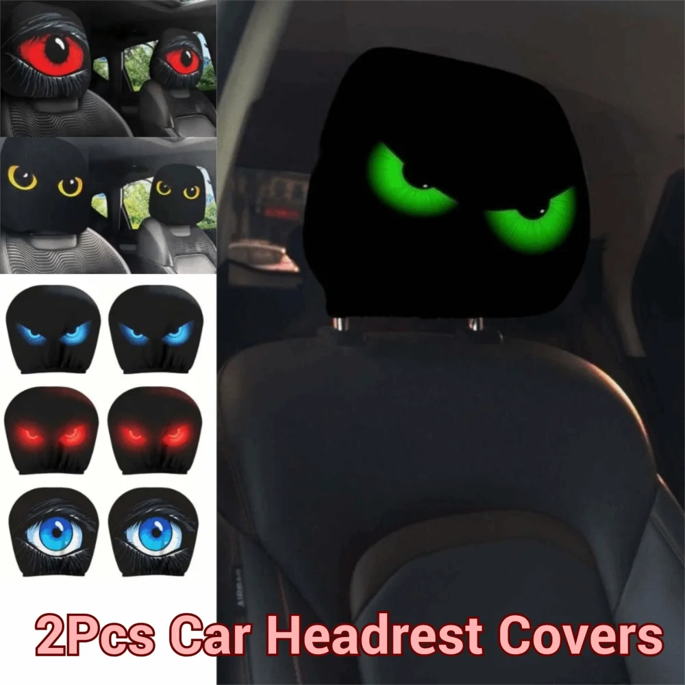 Cartoon Car Headrest Covers Funny Cool Decorations Car Pillowcase Stain-Proof Oil-Proof Exaggerated Car Seat Headcover