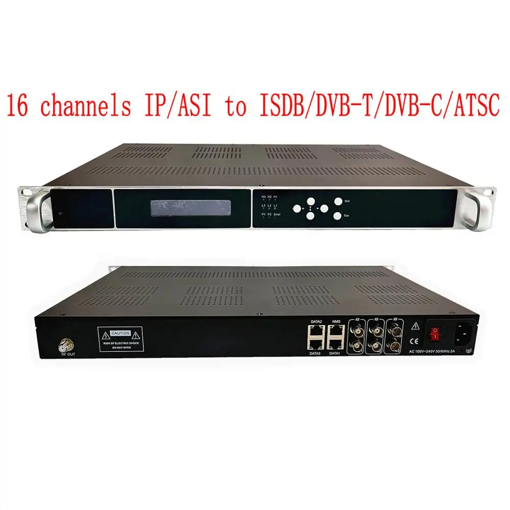 16-Channel IP/ASI to   DVB-T/DVB-C/ATSC/ISDB-T Modulator with TS Re-multiplexing for Digital TV Head-end System