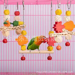 Parrot Chew Strands Wooden Toys Bird Parakeet Bite Molar Toys Rattan Ball parrot training Bird Cage Accessories