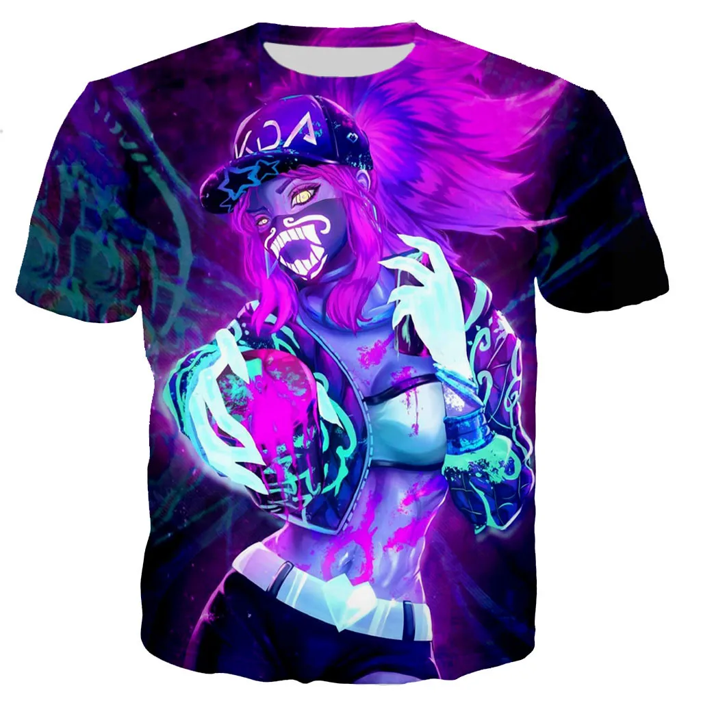 League of Legends T-Shirts Game LOL KDA Akali 3D Print Men Women Fashion Oversized Short Sleeve T Shirt Kids Tees Tops Clothing