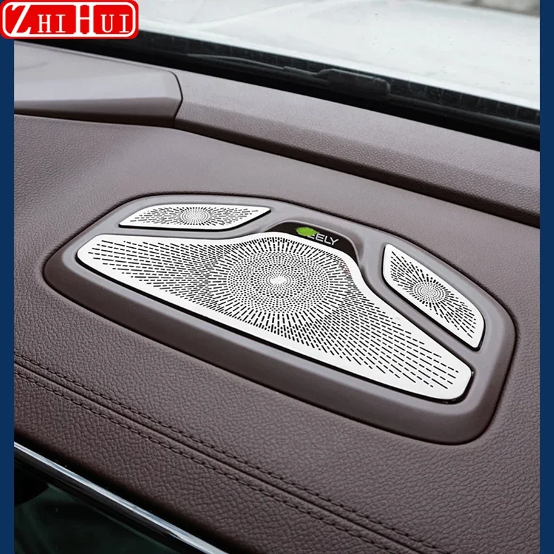 For Geely Monjaro KX11 2022-2024 Grand Koleos 2025 Car Styling Speaker Cover Sticker Stainless Steel Auto Decoration Accessories