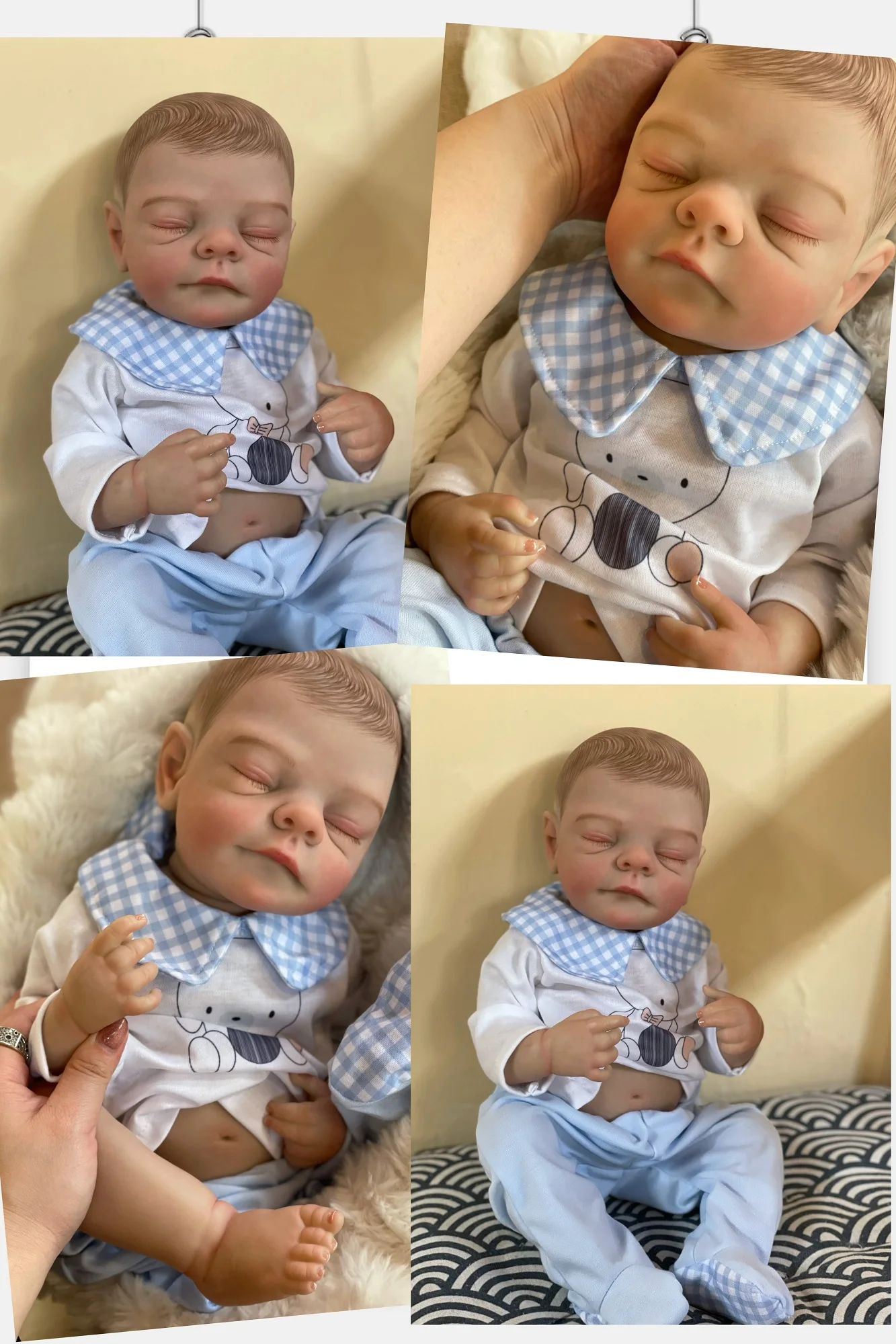 18 Polegada artesanal ly016 boneca reborn bebê menino com cabelo pintado e pele pintada 3d recém-nascido como boneca reborn bonecas