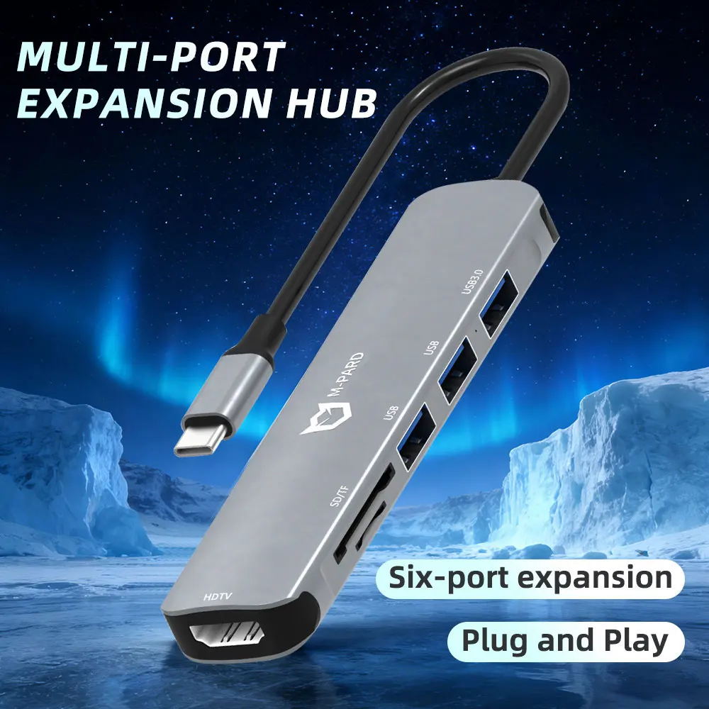 

Type C Multiport Hub 4K HDTV Output USB3.0/2.0 Ports SD/TF Card Slot Aluminum Alloy Docking Station for Camera/Camcorder Memory