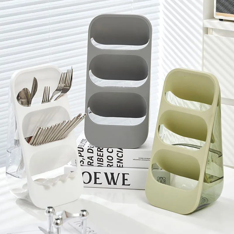 

Multifunctional 3-Layers Kitchen Cutlery Storage Drain Rack Chopstick Holder Tableware Organizer Spoon Fork Separation Container