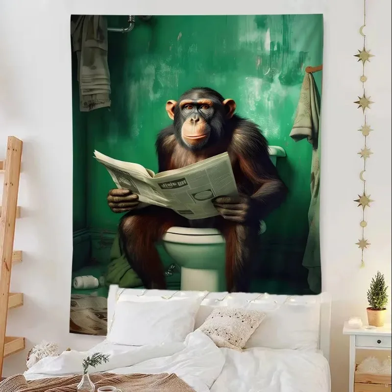

Chimpanzee Cat Dog giraffe Animal to the Toilet Funny Hanging Bohemian Tapestry Bohemian Wall Tapestries Mandala Kawaii Room