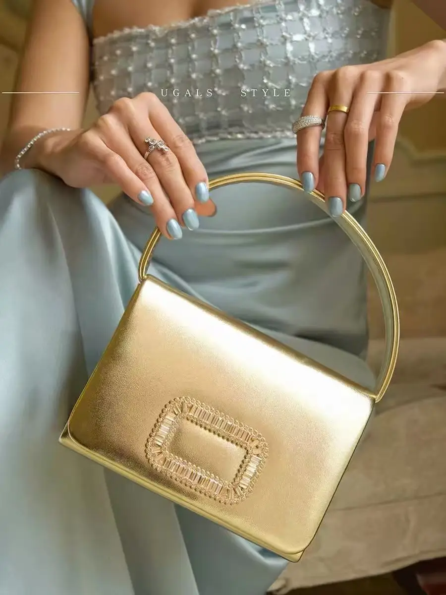 

High Quality Textured PU Women Handbag Glitter Diamond Clutch Purse Luxury Exquisite Evening Bag Wedding Party Banquet Bag