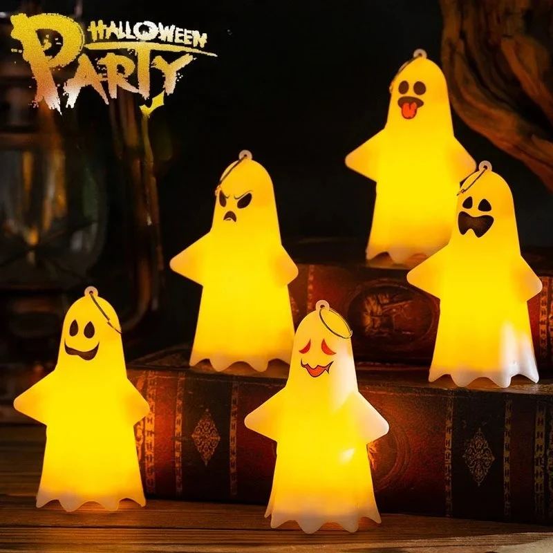 1PC Handheld Halloween Pumpkin Lantern Ghost Light Cute Trick or Treat Props Hanging Party Decor for Kids Haunted House