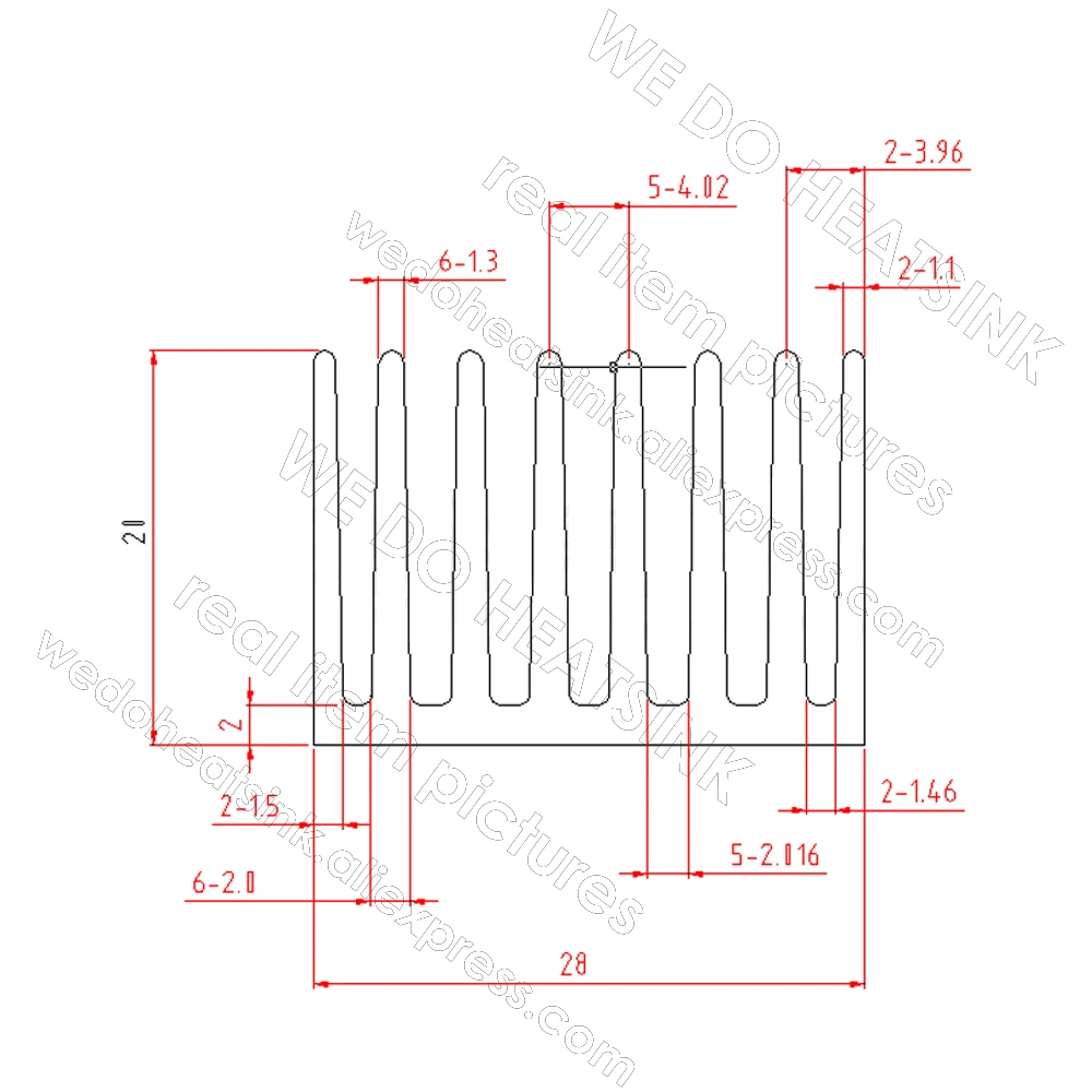 Dissipatore di calore per radiatori elettronici neri 28x28x20mm per Chip IC GPU MOS con nastro termico