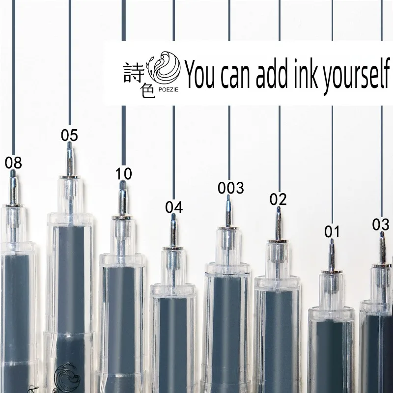 

8 Size Refillable DIY Syringe Gel Pen with Cotton Core Repeatable Ink Filling for Drawing School Office Supplies Stationery