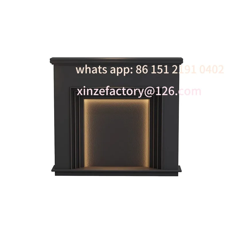 Customizable Black fireplace decorative cabinet with lamp, simple living room entry wall porch partition storage