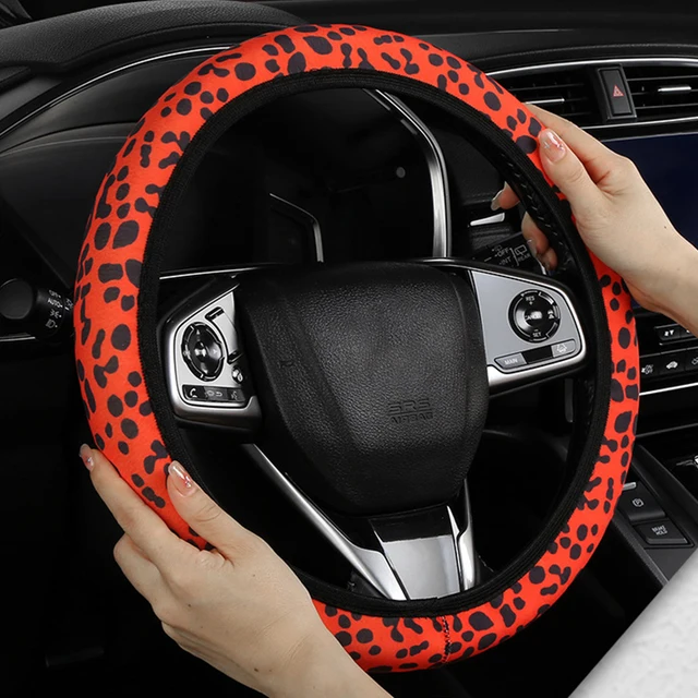 Uniwersalny pokrowiec na kierownicę moda Leopard elastyczny samochód pokrowiec na kierownicę oddychający antypoślizgowy akcesoria do wnętrza samochodu