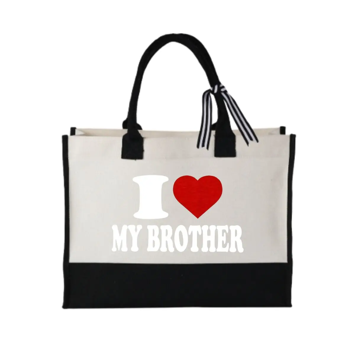 

Я люблю своего брата, жирный текст, художественная стильная сумка для поездок на работу, простая лоскутная холщовая сумка