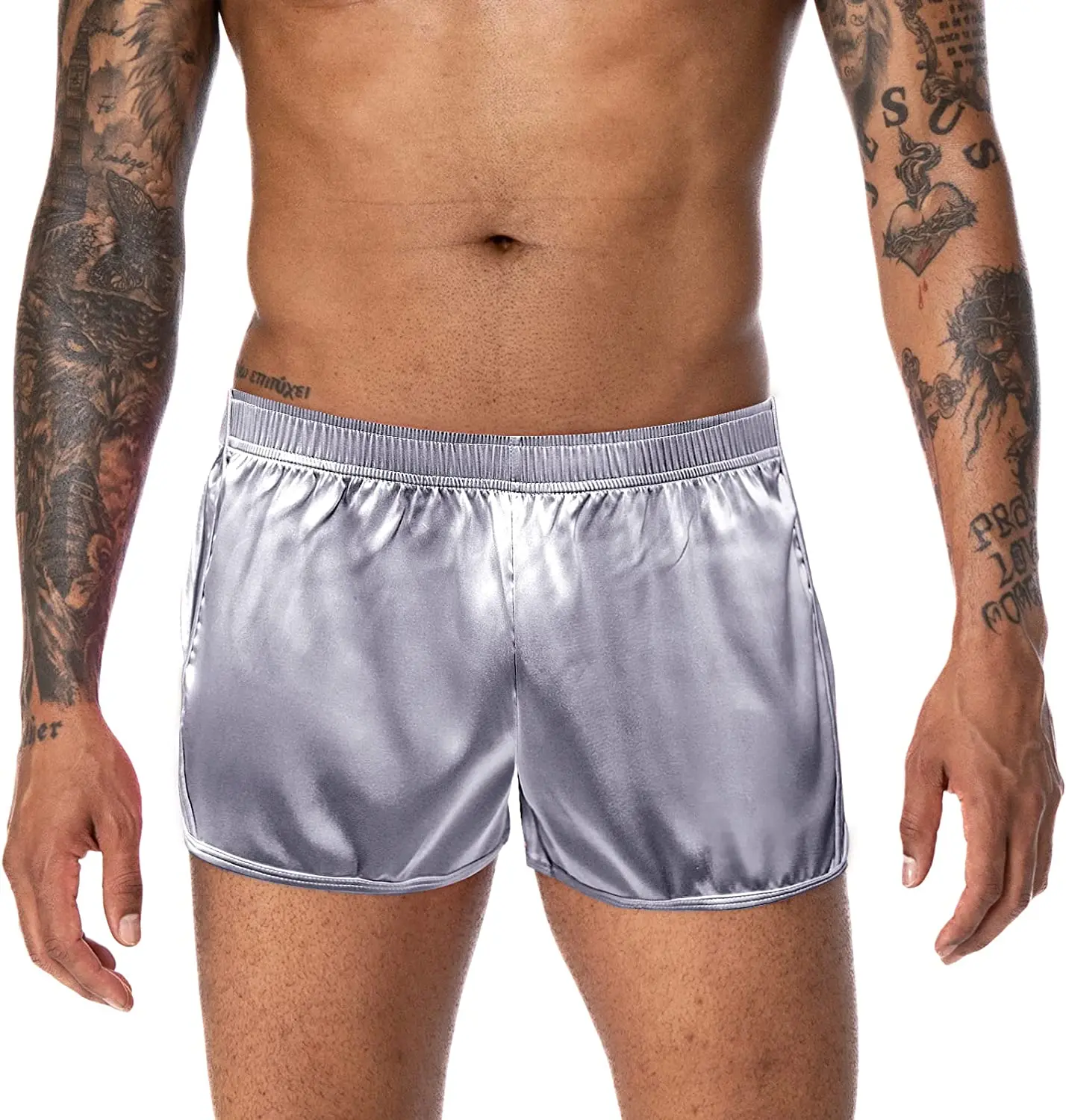 

Men's 3 inch Satin Boxers Silk Satin Sleep Lounge Shorts Pajamas Bottom