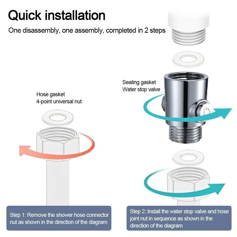 Plastic Shower Head Arm Diverter One-Button Water Pressure Control Sprayer Shut-Off Switch Flow Limiter Water Flow Regulator
