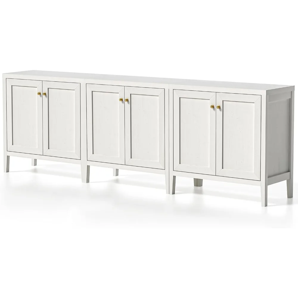 Sideboard Buffet Cabinets Set of 3 with Adjusable Shelves, Farmhouse Storage Cabinet, Credenza, Accent Cabinet, Kitchen Coffee B