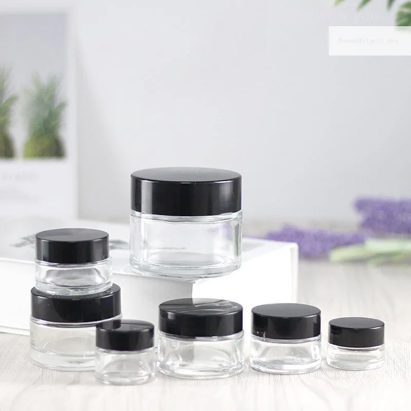 

Plastic Empty Jars With Black Lids Canister Face Cream Container Storage Box Portable Travel Bottle Home Supply Makeup Tool