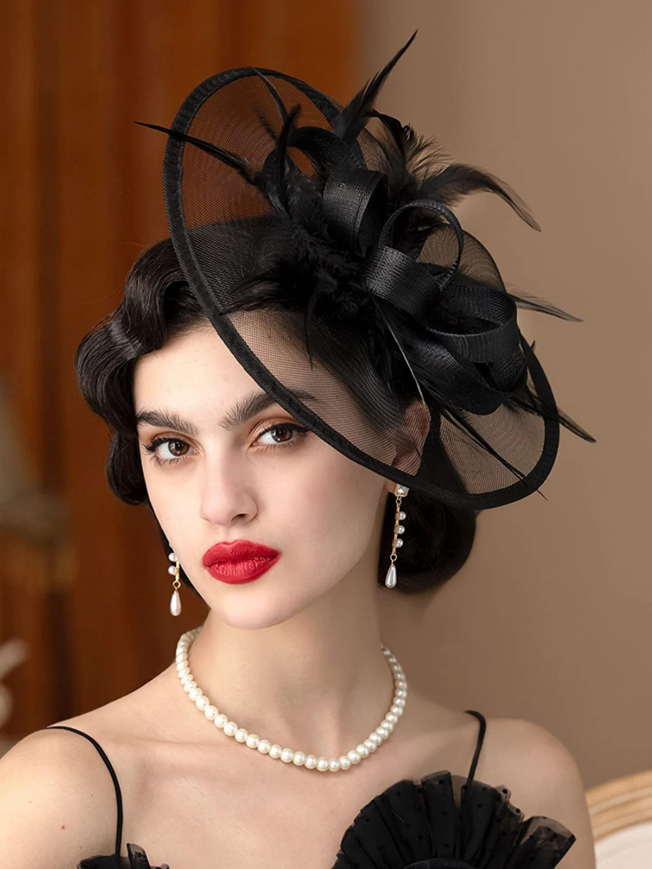 

1PC Retro Feather Mesh Hair Accessories Headwear Party Hats Vintage Style Festival Decor Hairpieces Fascinators Hats for Wedding