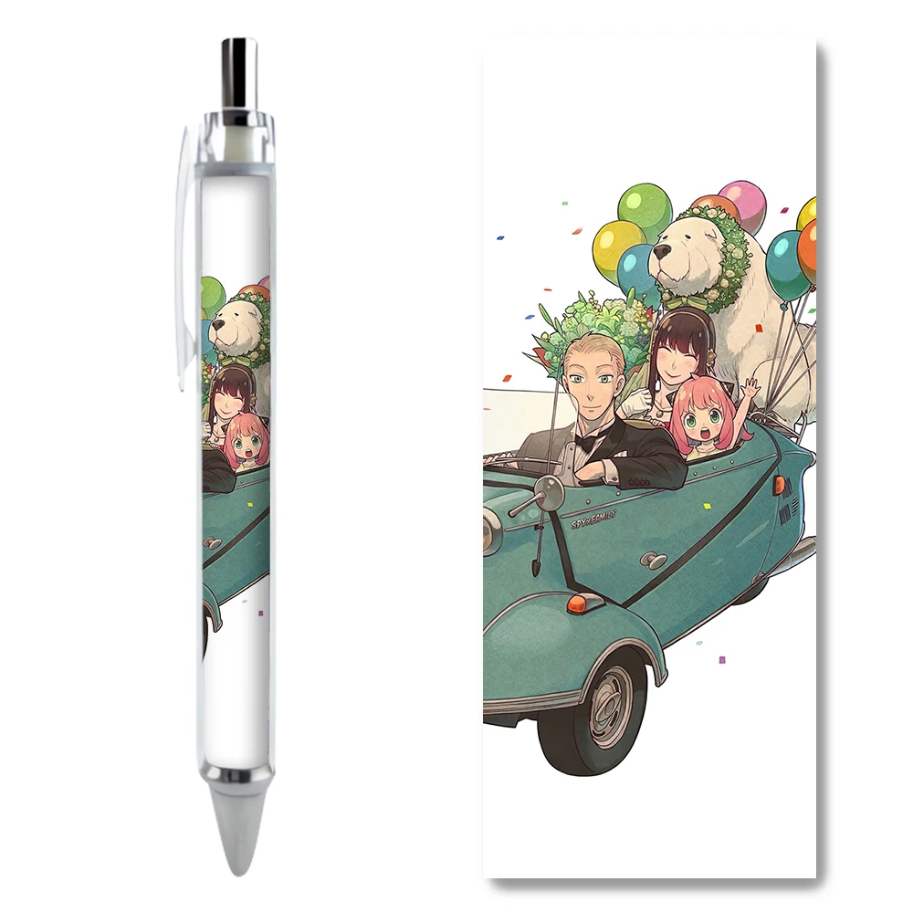 2/4PCS Anya Forger Yor Green Car Balloon Flower Gel Pens Novelty Writing Supplies Pretty Aesthetic Stationery Anime Peripherals