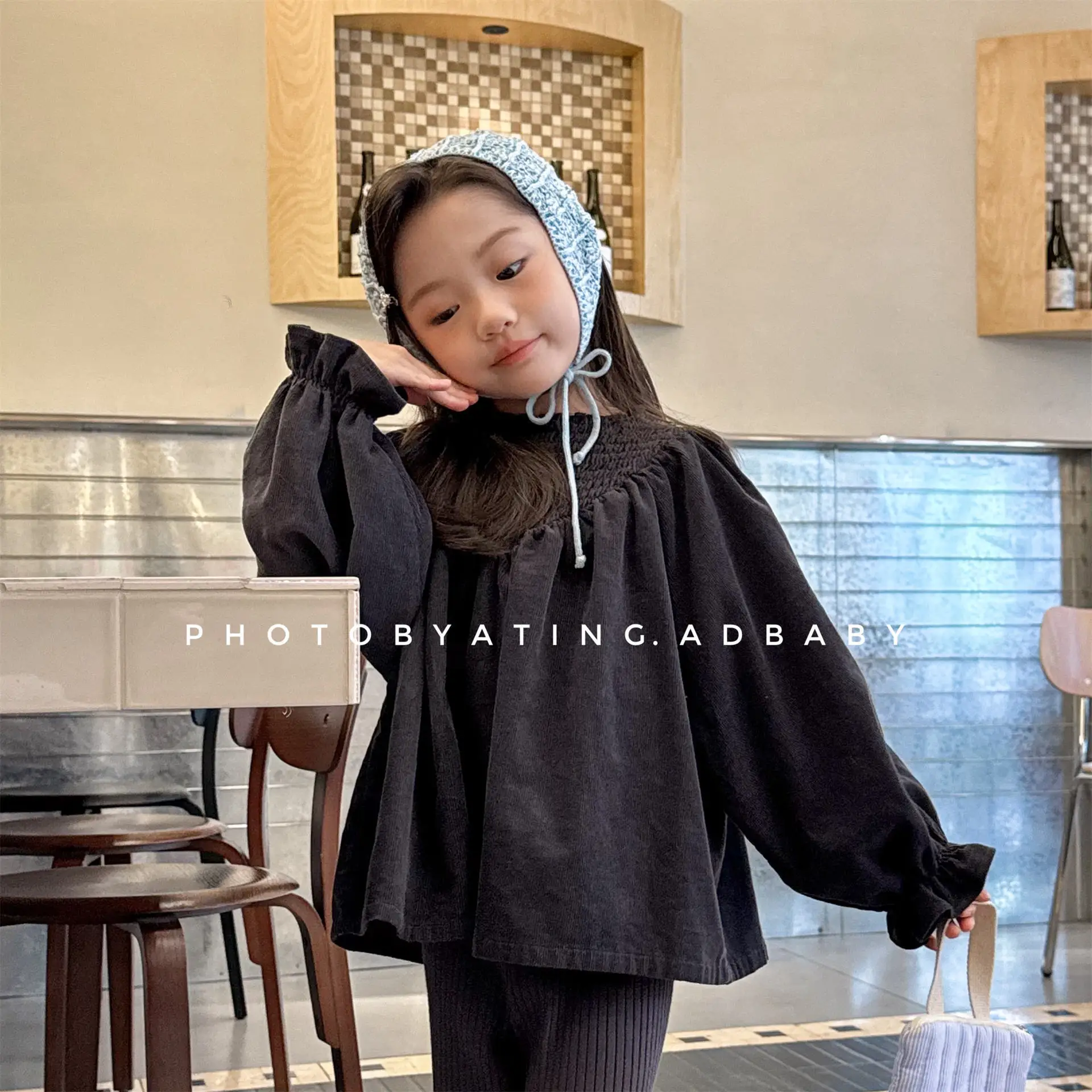 Children Shirts Autumn New Korean Bat Sleeve Baby Girl's Blouse Corduroy Shirt 1-7Year Kid's Tops 2026