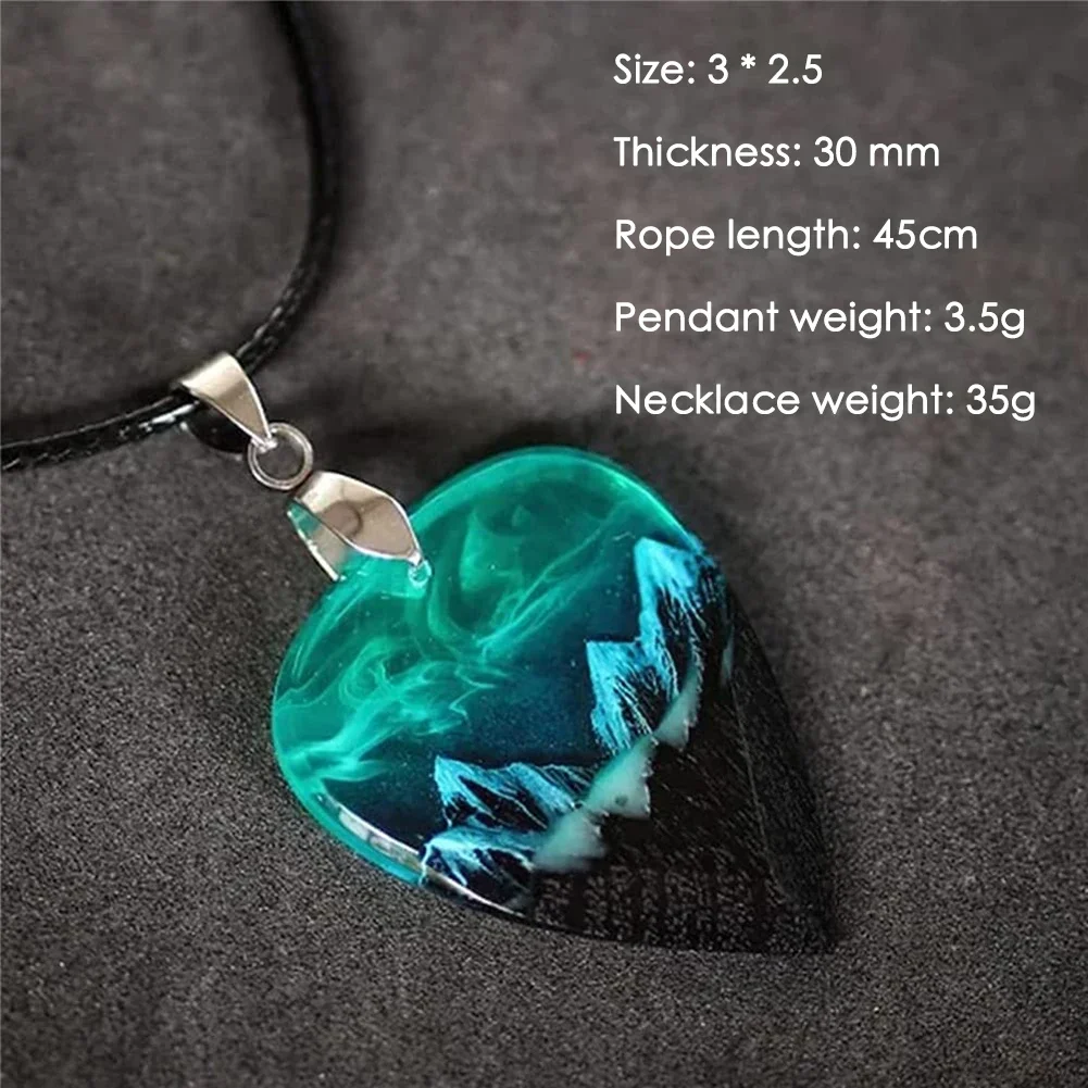 Epoxy Resin Guitar Pick Northern Lights Necklace Pendant Musician Instrument Gifts Stringed Instrument Accessories