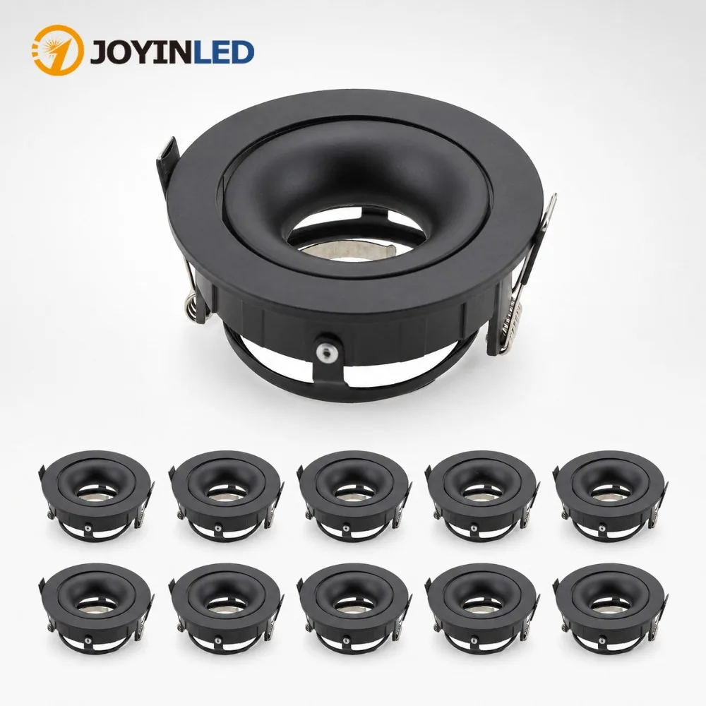 1/10PCS Round Recessed Spotlight LED Ceiling Downlight Mounting Frame Adjustable Black/White GU10/MR16 Lamp Holder Light Fitting