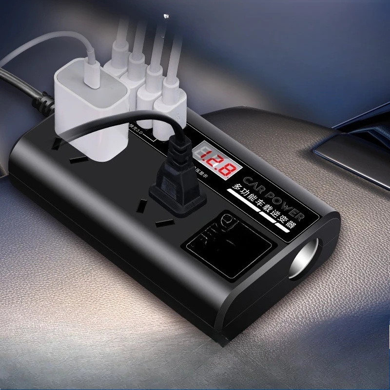 

Автомобильный инвертор JC 12В/24В в 220В, преобразователь питания для грузовиков и легковых автомобилей, быстрая зарядка USB, быстрая зарядка Flash, цифровой дисплей