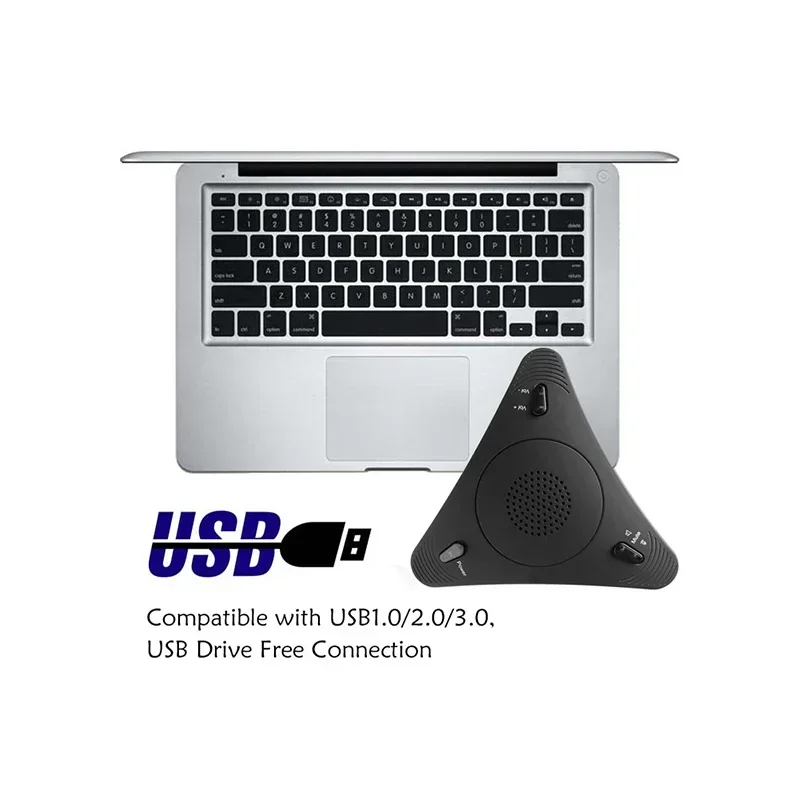 USB Desktop Computer Microphone, Mute Button with LED Indicator, Omnidirectional Condenser Conference Microphone Speaker