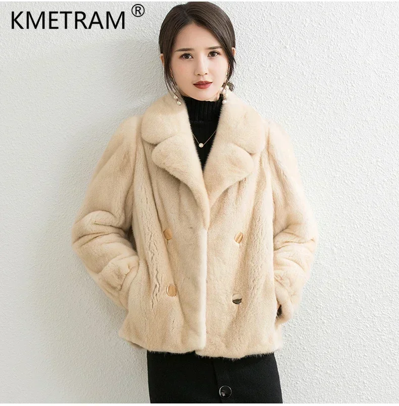 Manteau de fourrure de vison naturel pour femmes, vêtements de luxe, veste d'extérieur, vêtements d'automne et d'hiver, mode 2024