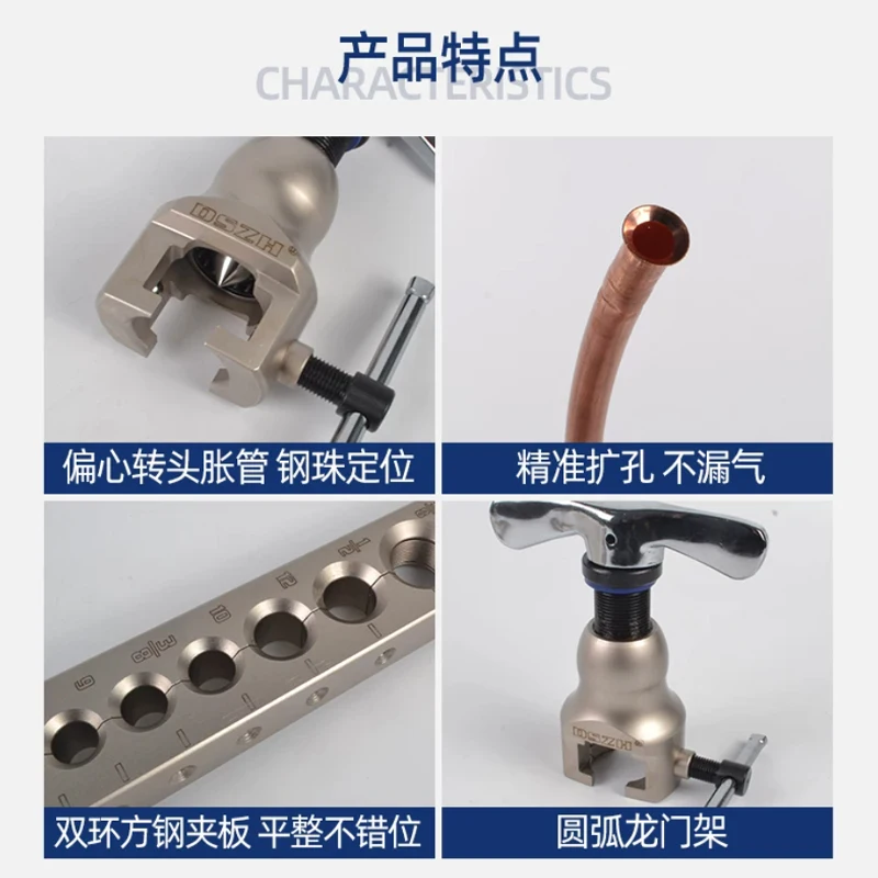 Manual Eccentric Copper Pipe Flaring Expander, Integrated Flare Tool for Air Conditioning Copper Tubing Repair