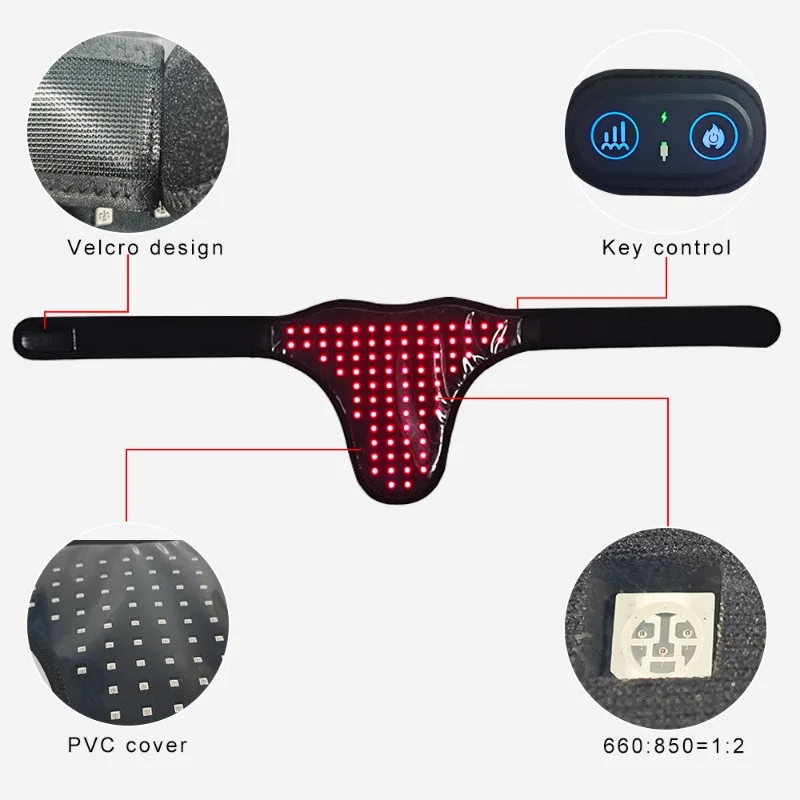 LED Red Light Therapy Warp Comfortable Wireless Portable Durable Heating Waist Massage Belt Professional Electric Massage Device view 2
