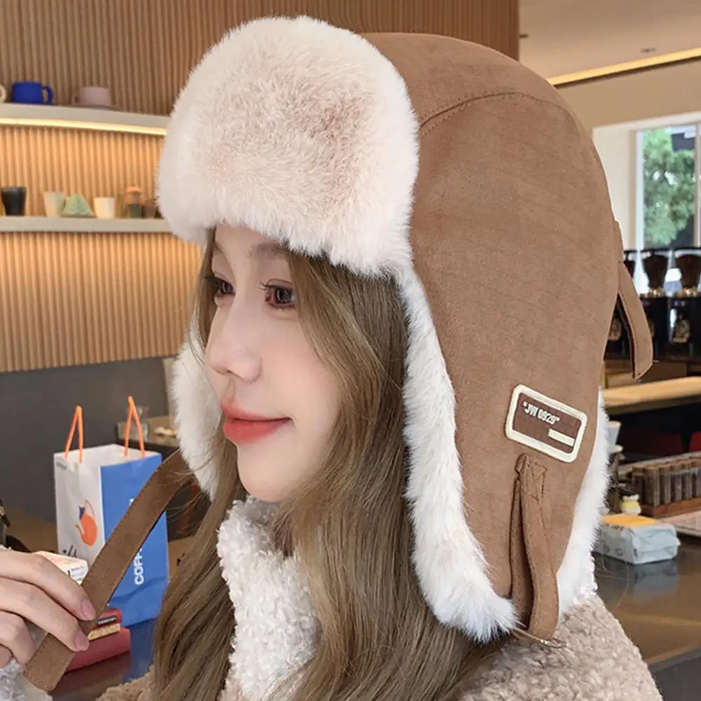 Grosso quente russo ushanka chapéu de pele moda masculino feminino chapéu de inverno preto cinza earflap esqui russo boné bombardeiro chapéu presentes
