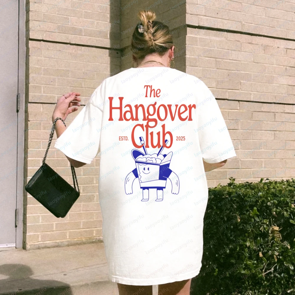 Hangover Club Shirt Retro Brunch Graphic Tee Women Clothing Graphic T Shirts Gothic Aesthetic Clothes High Quality Cotton Tops