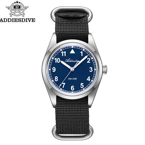 Imagen 2 del producto Reloj analógico ADDIESDIVE de 36mm para hombre, cristal con espejo de burbuja, reloj luminoso resistente al agua de 100m, relojes de cuarzo simples para hombre con correa de nailon