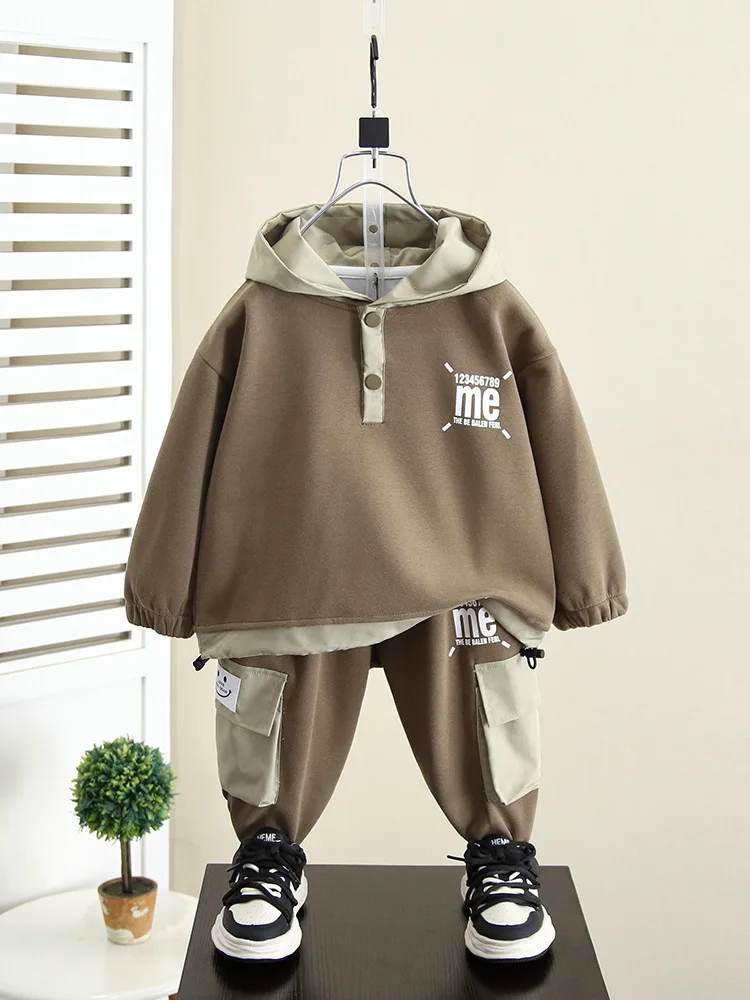 

Boys Spring Autumn Fashion Long Sleeve Sports Suits New Trendy Style 2-10Years Youth Teenage Boys Loose Hip Hop Oversize Clothes