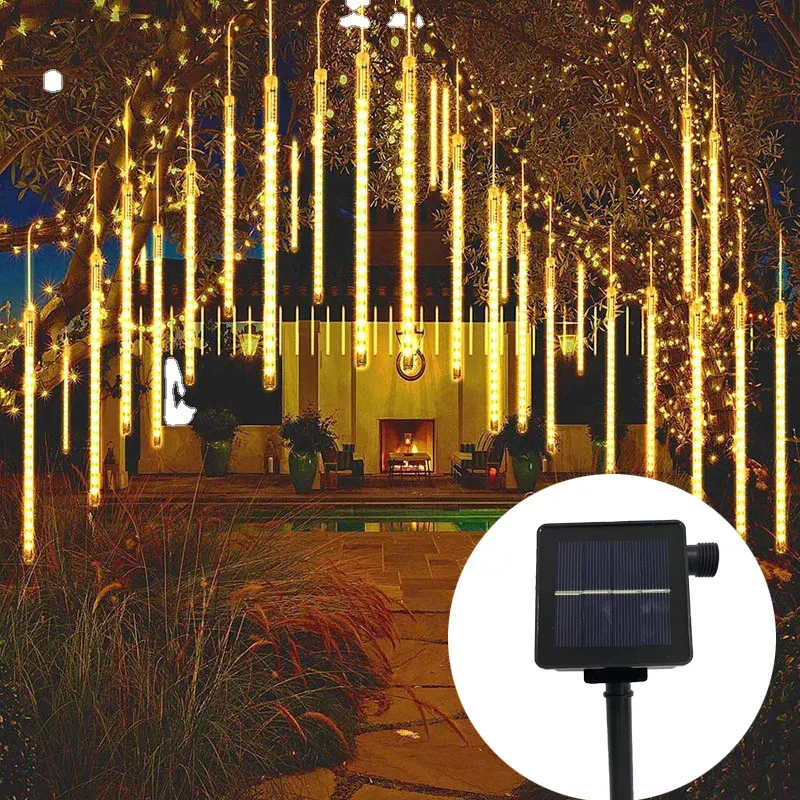 

Solar 8Tubes LED Meteor Shower Rain Street Garlands for Outdoor Lights Garland Waterproof Garden Lights Wedding Holiday Lighting