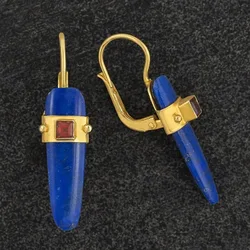 Gorgeous Gold Color Blue Red Stone Earrings Minimalist Personality Metal Carving Waterdrop Dangle Earrings for Women Jewelry