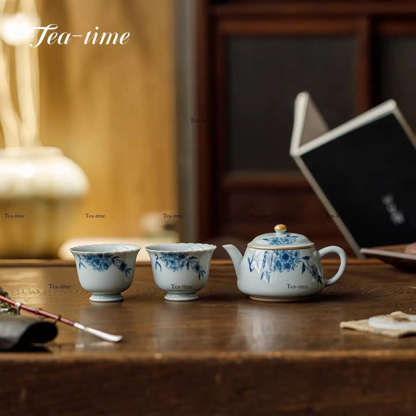 Antique Teapot Cups Tea Set Ceramic Hand-Painted Blue White Gift Box Kung Fu Tea Set Porcelain Pot Travel Gaiwan Ceremony Mate