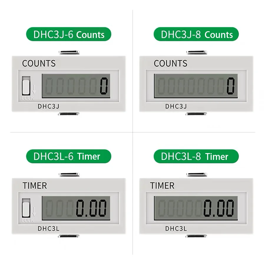 

Цифровой электронный счетчик DHC3J DHC3L, электронный таймер, 6-значный/8-значный ЖК-дисплей без входного напряжения