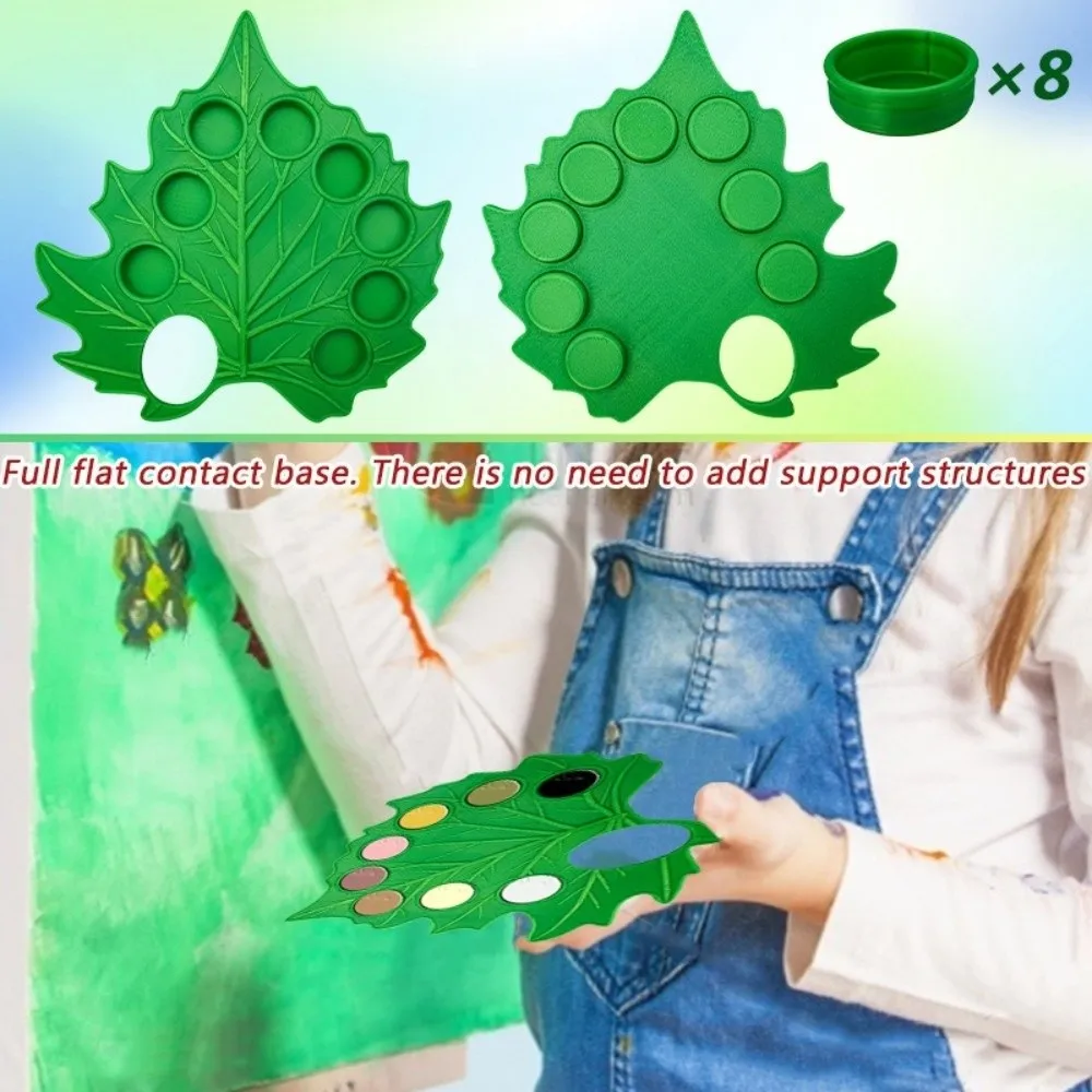 

Green Leaf Shape Watercolor Palette Reusable Painting Tools Mixing Tray Removable Color Mixer Paint Palette