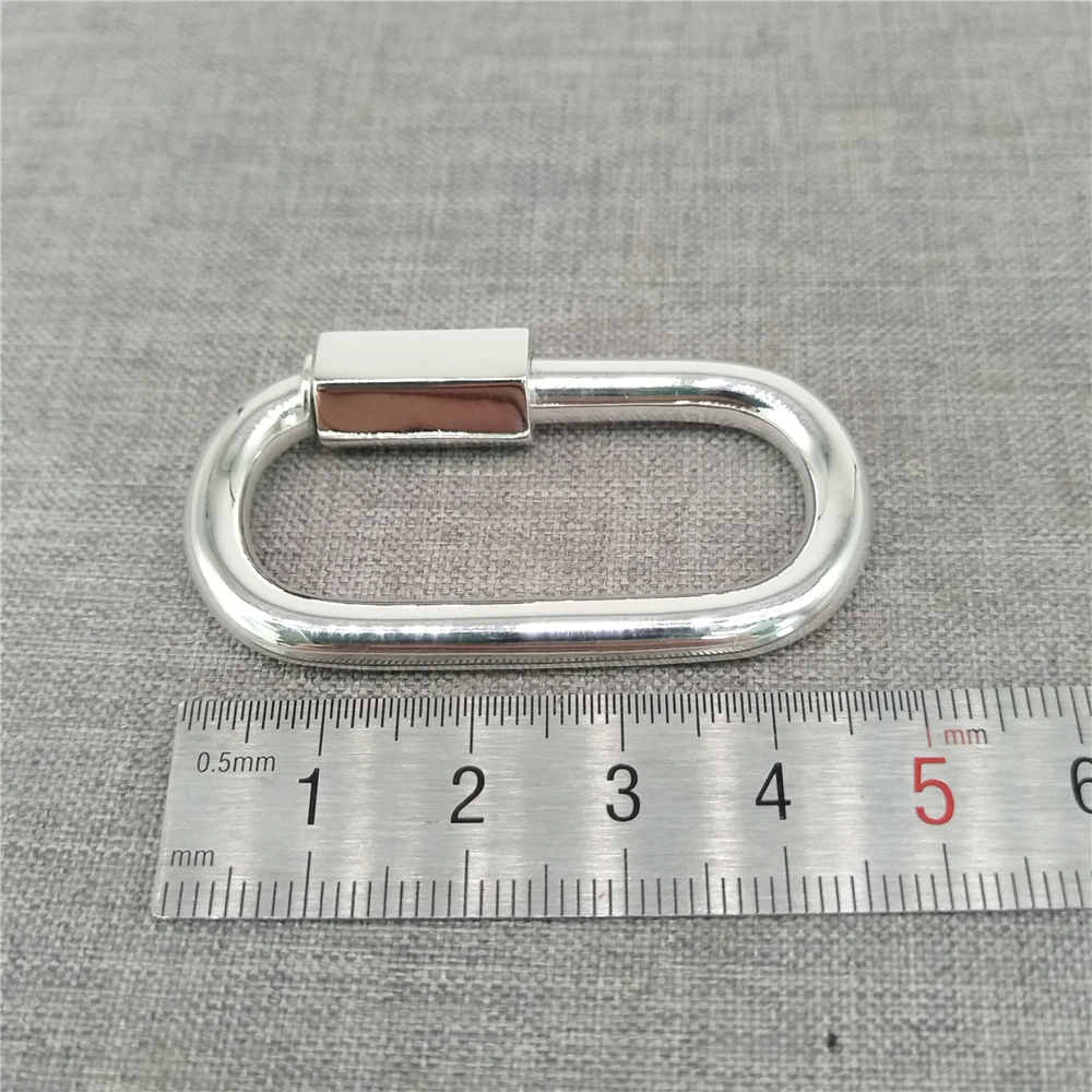 Sterling Silver LARGE Oval Carabiner Lock 925 Silver Screw Clasp Connector Heavy Duty Pendant Holder