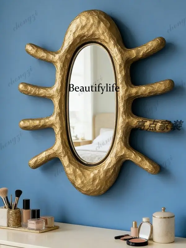 French vintage decorative mirror, living room fireplace, entryway, artistic irregular mirror, creative bathroom makeup mirror