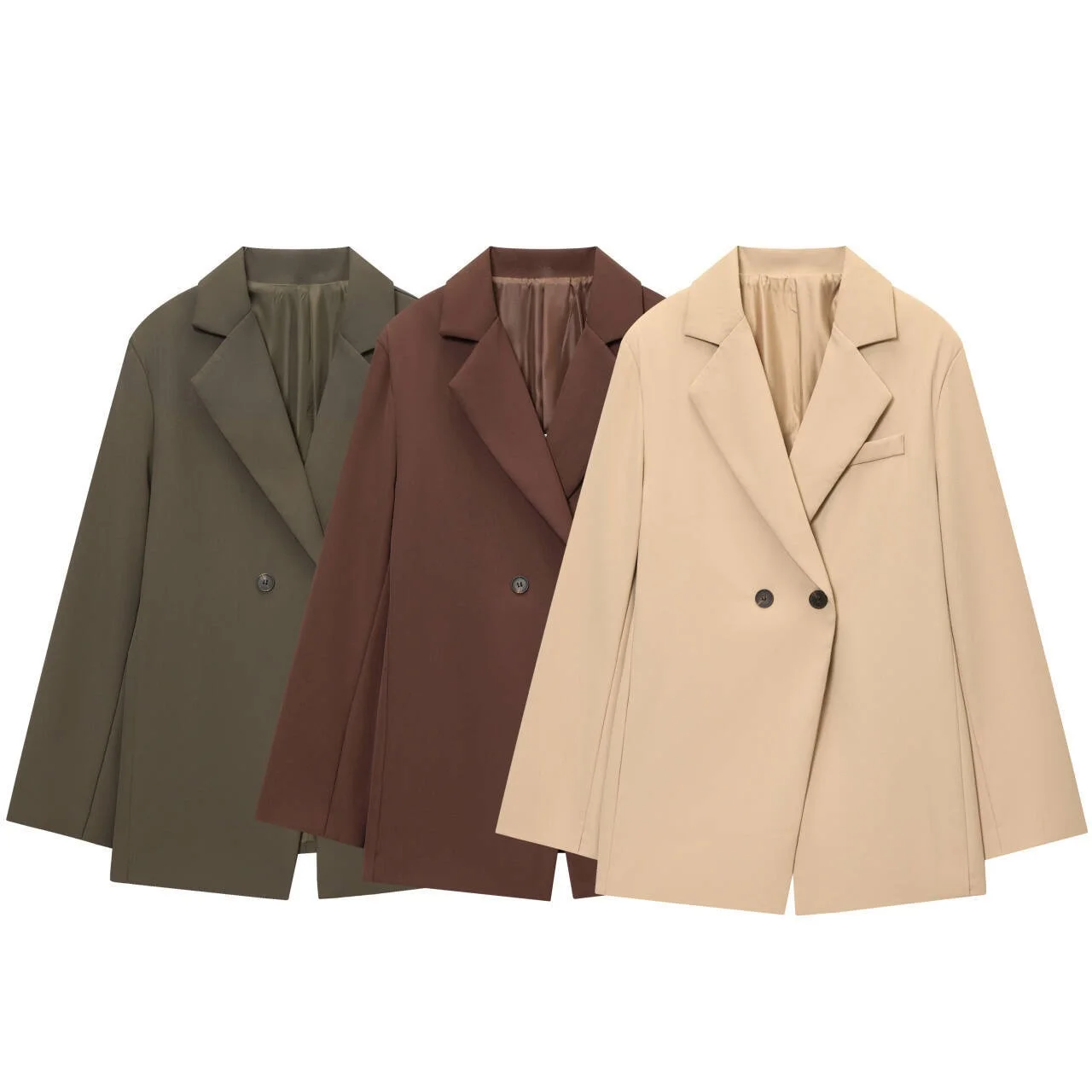 

2025 Winter New Women's Casual Commuter Style Lapel Long Sleeve Double-Breasted Two-Button Waist-Slim Fit Suit Jacket