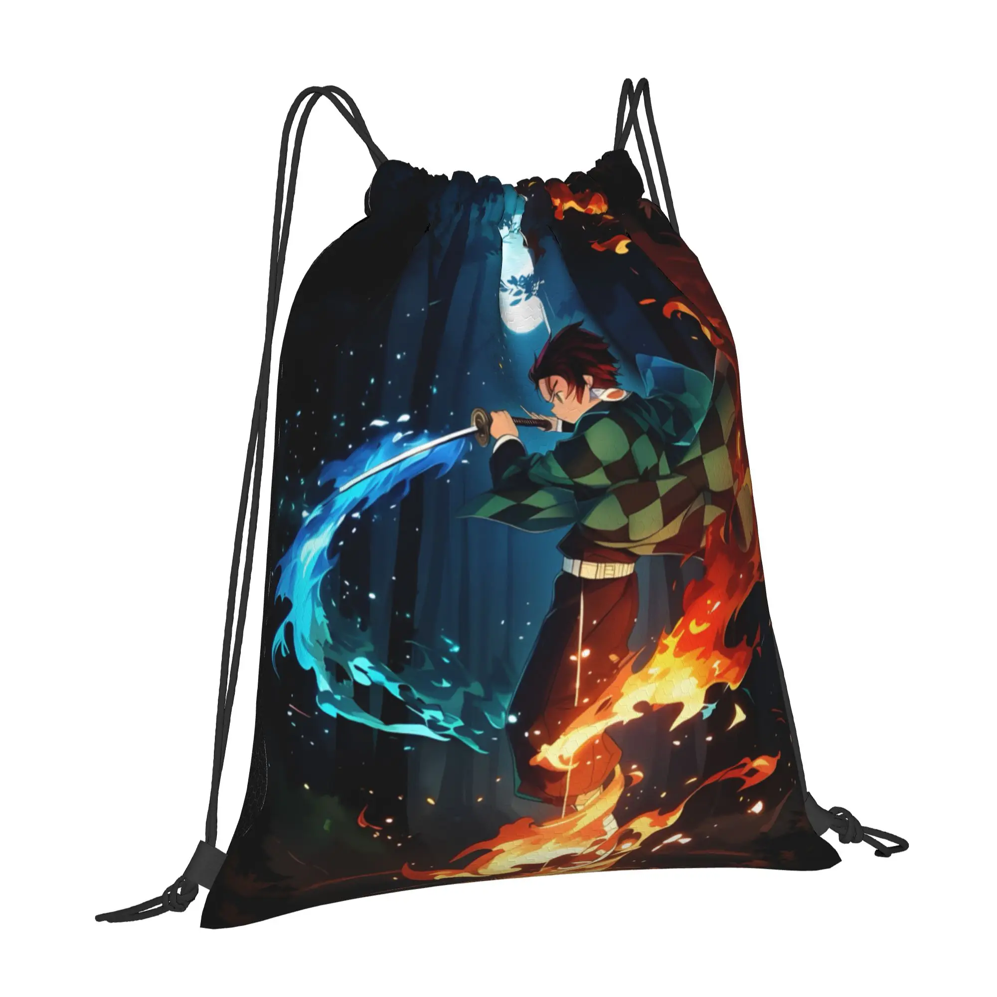 1 pc Slayer Demon Slayer Anime Print Drawstring Bags Men Women Storage Backpack Teenager Travel Bag