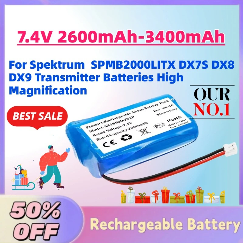 

In Stock 7.4V 2600mAh-3400mAh Li-Ion Battery for Spektrum SPMB2000LITX DX7S DX8 DX9 Transmitter Batteries High Magnification