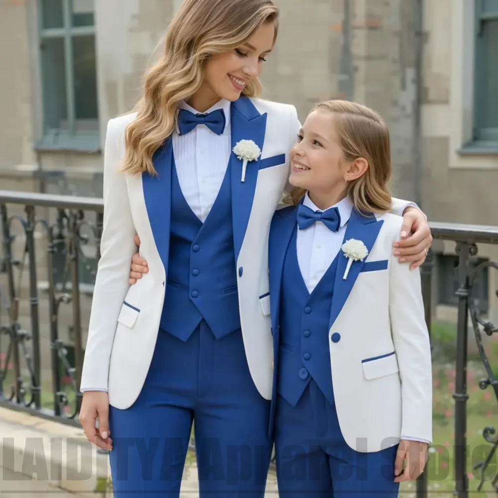 Girl 3 Piece Suit Set Kids Wedding Tuxedo Formal Outfit Blazer Vest Pants Party Birthday Graduation Performance Clothes