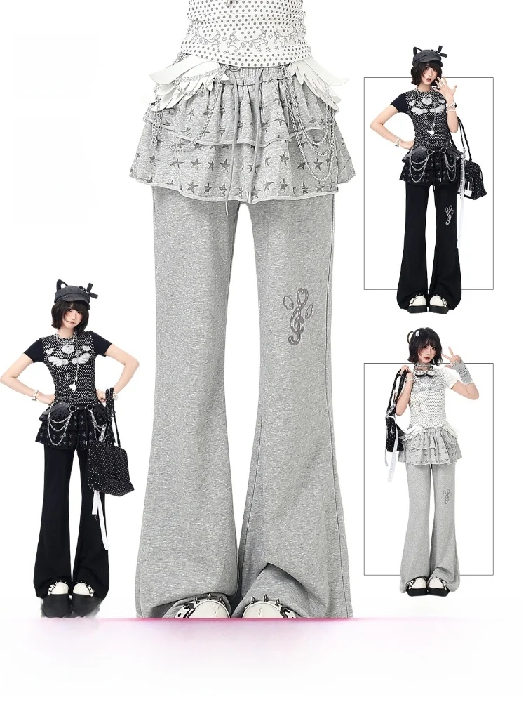 

Crazygirl Sweet Cool Star Curtain Drawstring Flared Casual Pants Women's Drapey Long Trousers Spring 2026 China Origin