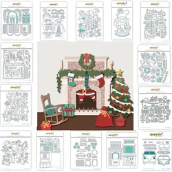 2024 New Christmas Window Fireplace Car Wax Stamper Stamps Metal Cutting Dies DIY Decorating Scrapbook Paper Card Album Craft
