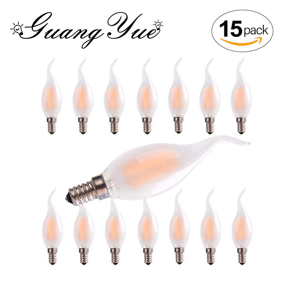 

C35 Frosted Glass Candle Light Bulbs 4W 6W E14 E12 Warm White LED Filament Bent Tip for Living Room Chandelier Replaceable Bulbs