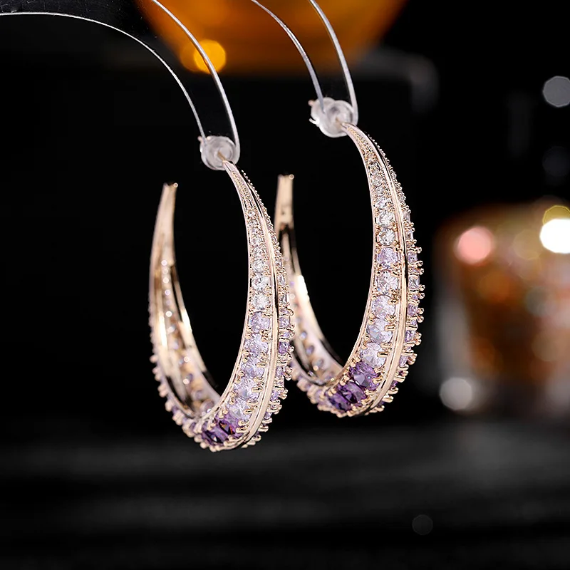 

Elegant Circle Cubic Zirconia Sterling Silver Post Drop Earrings for Women Wedding Enegagement Party Jewelry Accessories